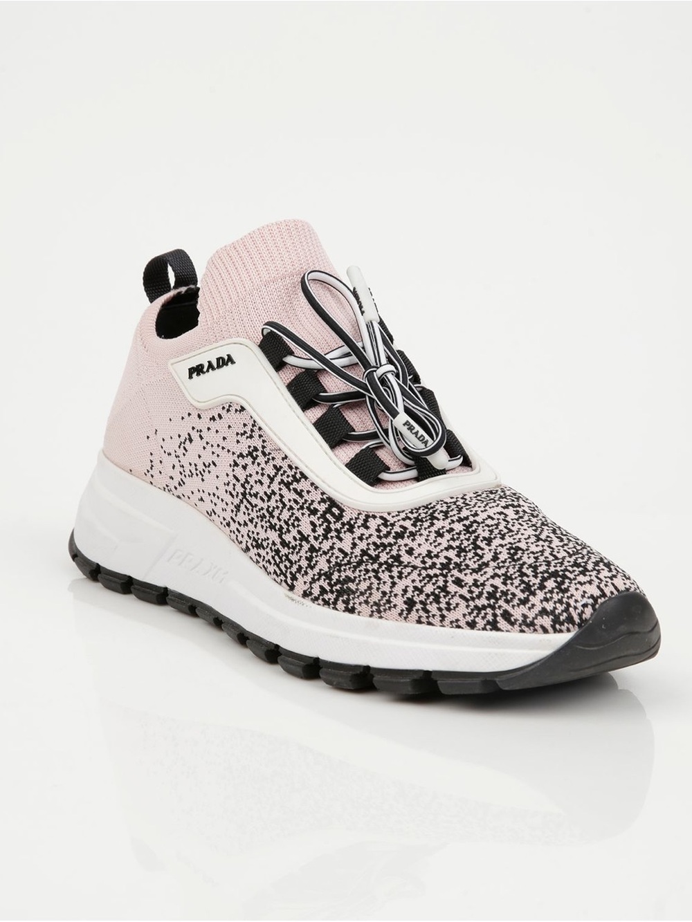 Prada Pink/Black Knit Fabric Prax 01 Knit Sneakers Size 37.5